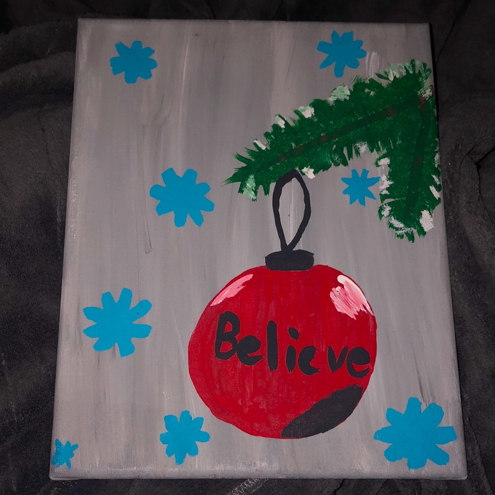 Hand painted winter believe painting